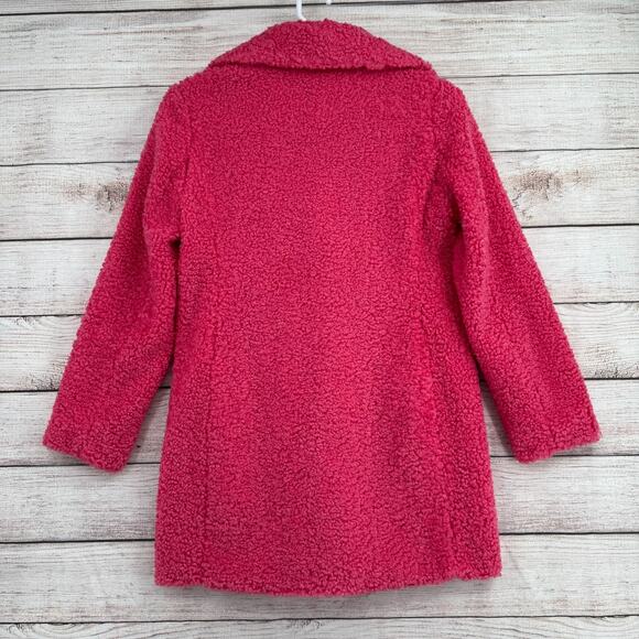 Sam Edelman Faux Fur Curly Oversized Collar Coat Women's Medium Pink NEW $180 - Picture 2 of 16